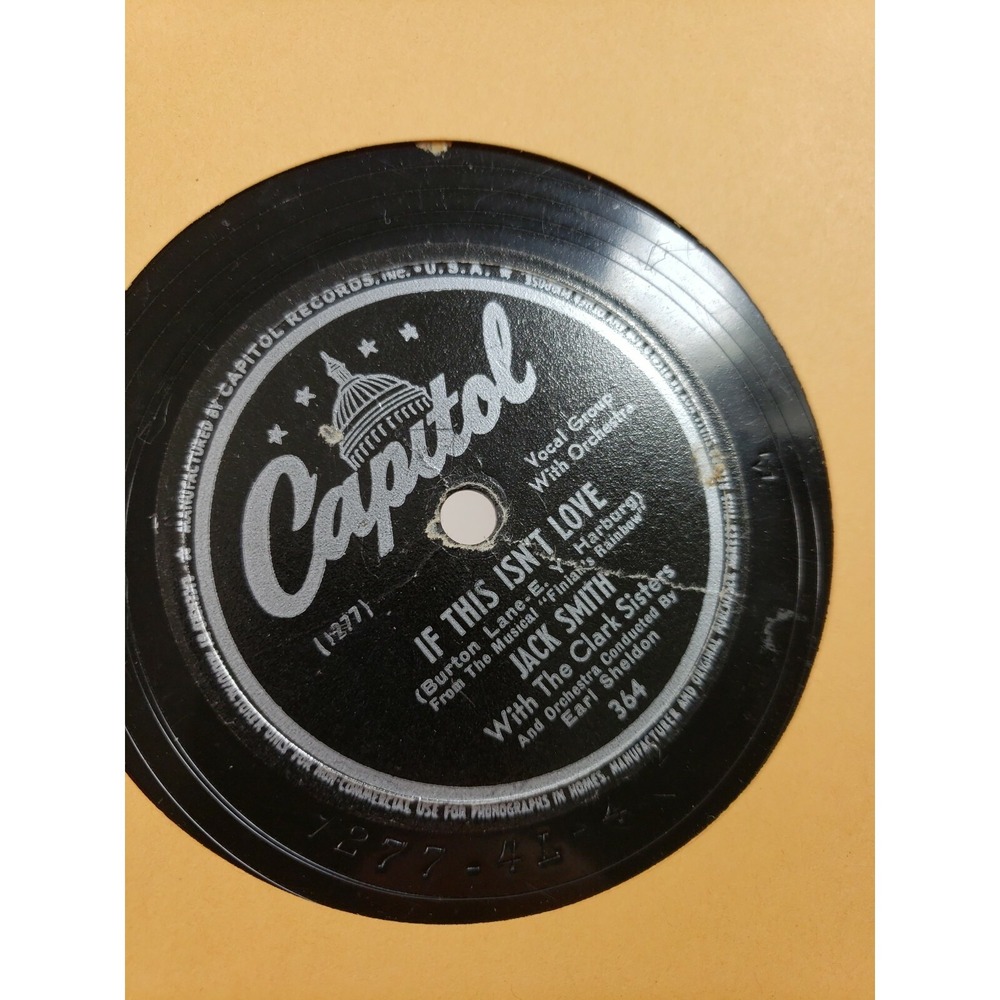 Jack Smith & the Clark Sisters If This Isn't Love Capitol 364 78 10" V+/V+ D3